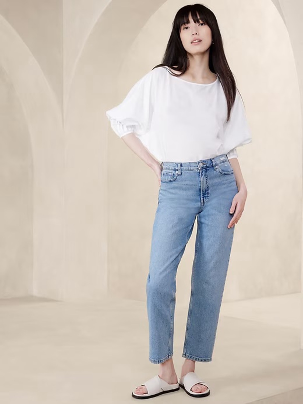 Banana Republic Pleated Sleeve Cropped Blouse NWT Size XL